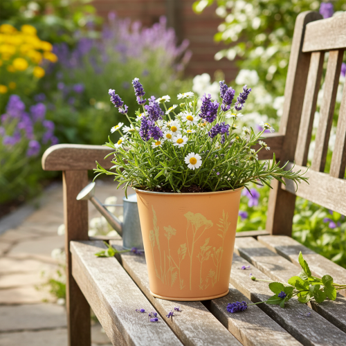 položky Kovový květináč, broskvově žlutý, Ø11,5 cm V11,5 cm