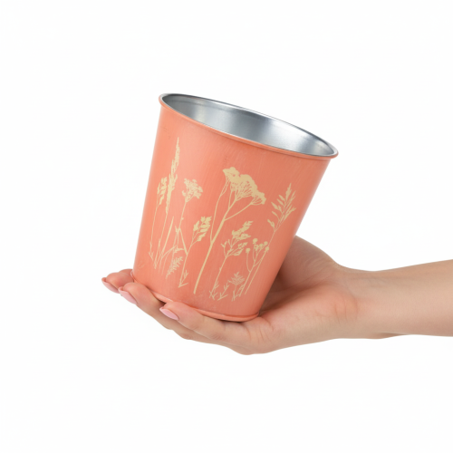 položky Květináč s květinovou výzdobou, meruňkově žlutý, Ø10,5 cm V10,5 cm