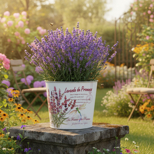 položky Kovový květináč, levandule, Ø24cm V21cm