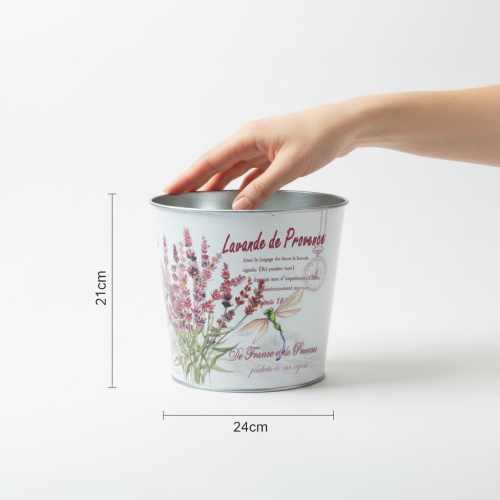 položky Kovový květináč, levandule, Ø24cm V21cm