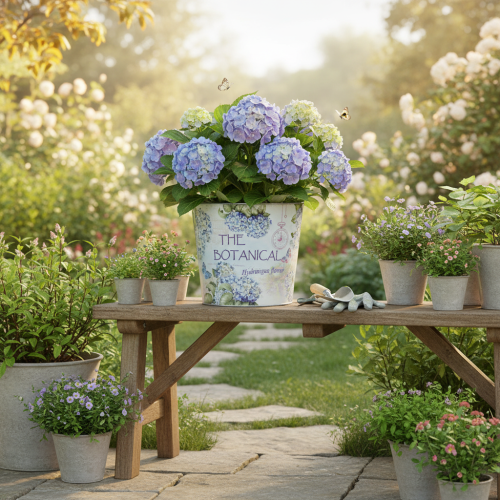 položky Malý kovový květináč/květináč na hortenzie, Ø17,5 cm V16 cm