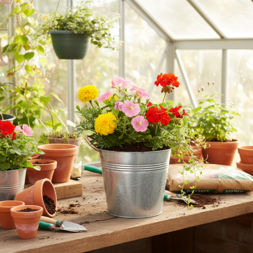 položky Kovový květináč s úchyty, dekorativní kyblík, Ø16cm V15cm