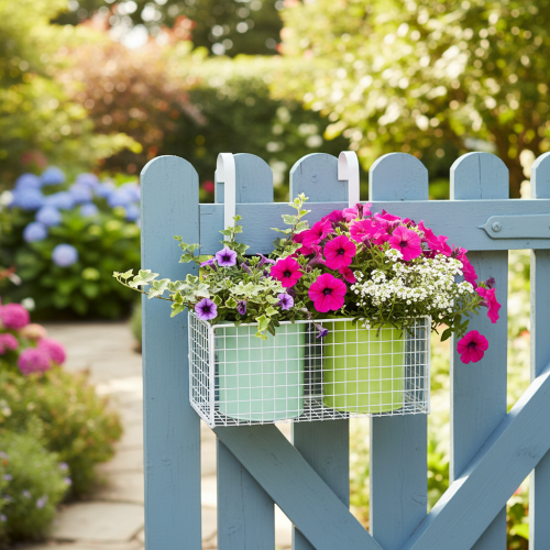 položky Závěsný kovový květináč, zelený, dekorace na balkon, D22 cm V23,5 cm