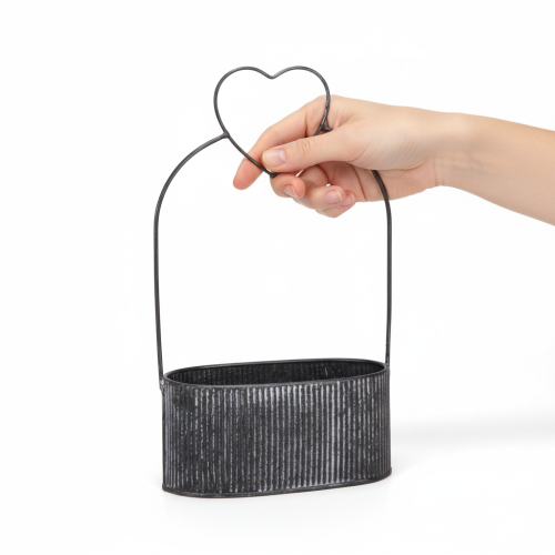 položky Dekorativní oválná kovová miska se srdíčkem, černá, 20/16 cm, sada 2 kusů