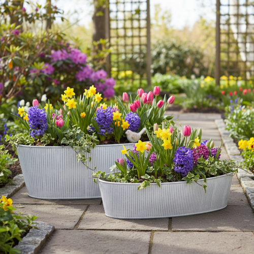 položky Oválná kovová miska v bílé a stříbrné barvě, 32,5 cm/37 cm, sada 2 kusů