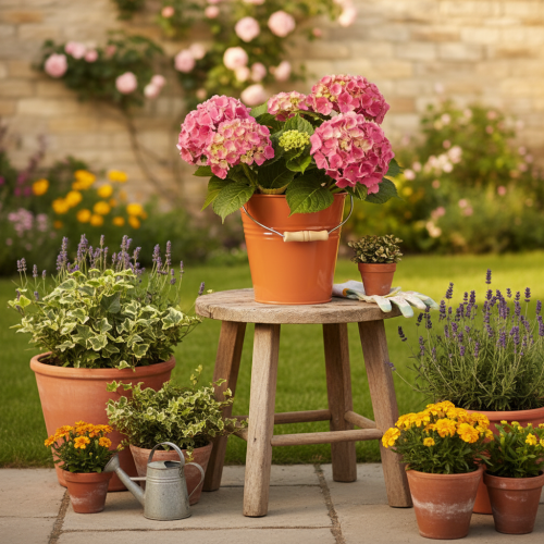 položky Dekorativní kovový kbelík/květináč, oranžovohnědý, Ø22 cm, V21,5 cm, 6 l