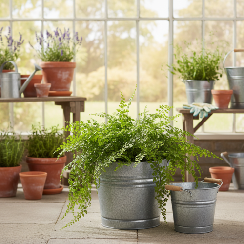 položky Vintage dekorativní kovový květináč/kbelík, Ø22cm, V20cm