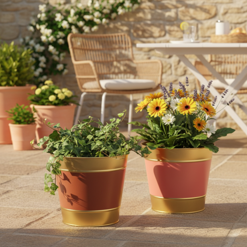 položky Kovový květináč/květináč/květináč, Ø26cm V22cm, 4 kusy