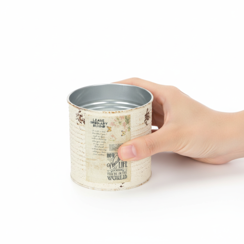 položky Plechový květináč krémový kovový Shabby Chic Ø11cm V10,5cm