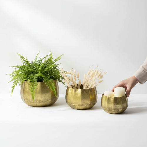 položky Dekorativní miska mosazná kovová miska Ø22/18/14cm sada 3 kusů