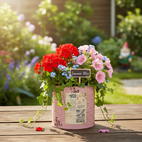 položky Květináč, starožitná růže, dekorativní kovová krabička, vintage, Ø15,5 cm V15 cm