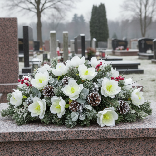 položky Vánoční růže na drátu, bílá, 50 kusů