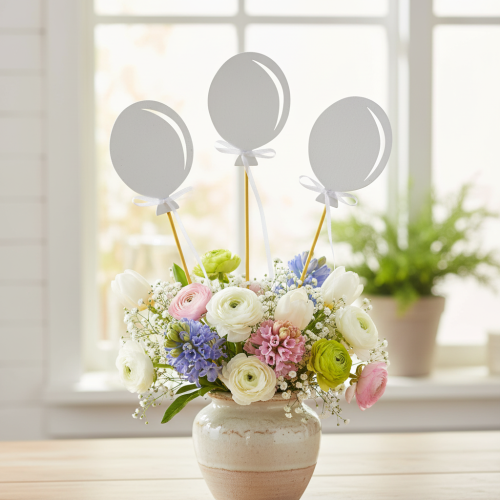 položky Květinová zátka kytice dekorace dort toner balónek bílý 28cm 8 ks