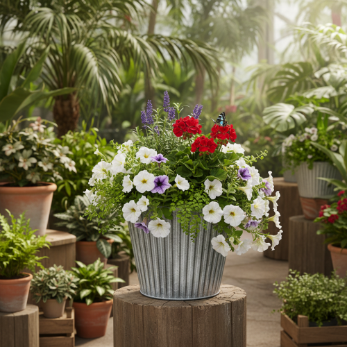 položky Květináč, dekorativní květináč s úchyty, kovový květináč na sázení Ø25,5 cm
