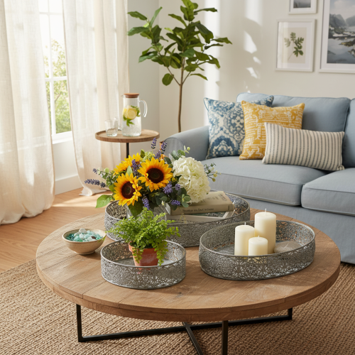 položky Dekorativní miska kovová oválná, šedá, 25,5/29/34,5 cm, sada 3 kusů