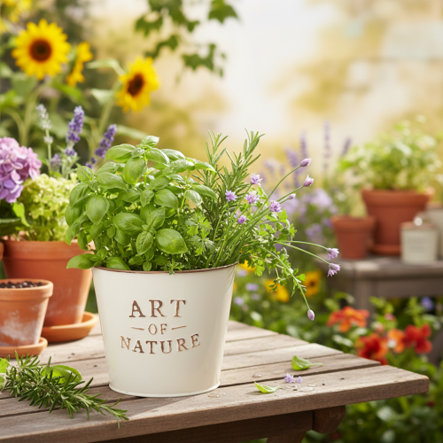položky Zinkový květináč Art of Nature krémový Ø17,5 cm V15 cm