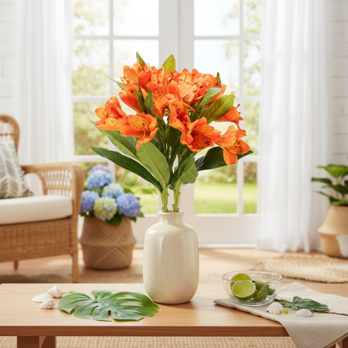 Umělý květ pomeranče Alstroemeria, umělá kytice, 75 cm, 3 kusy | Floristik24.cz