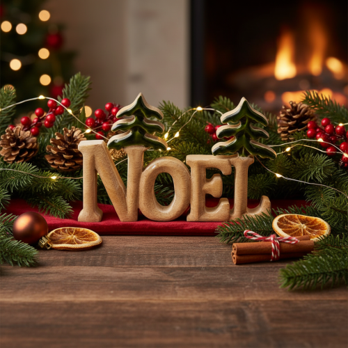 Vánoční dekorace Noel stojan se dvěma jedlemi 18cm | Floristik24.cz