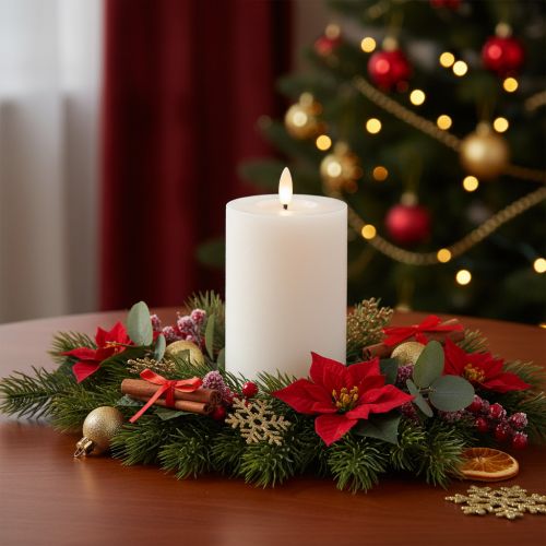 LED sloupová svíčka, blikající, s časovačem, Ø7cm, 16cm | Floristik24.cz