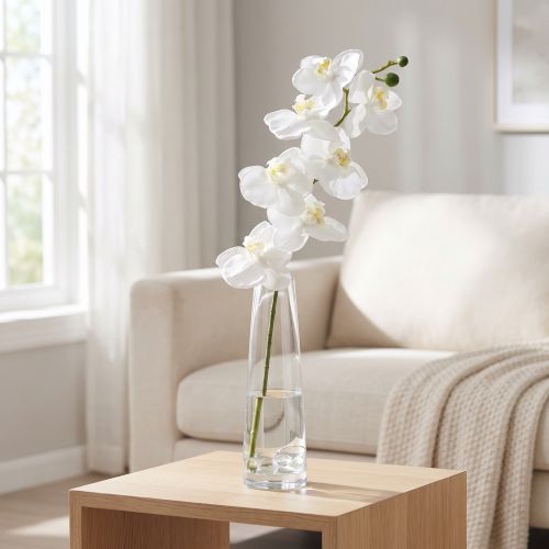 Umělá orchidej umělá květina bílá Ø6,5-8cm 77cm | Floristik24.cz