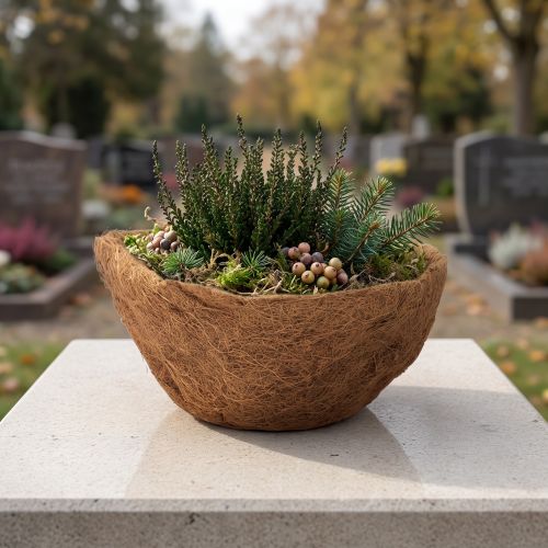 Miska na květiny kulatá, miska z přírodního vlákna, miska z kokosových rostlin asi 30 cm | Floristik24.cz