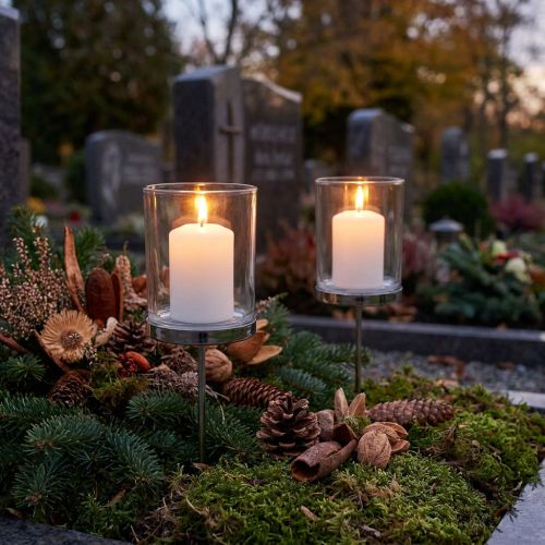 Svícen na zátku kov/sklo Ø6,5cm H19cm 2 ks | Floristik24.cz