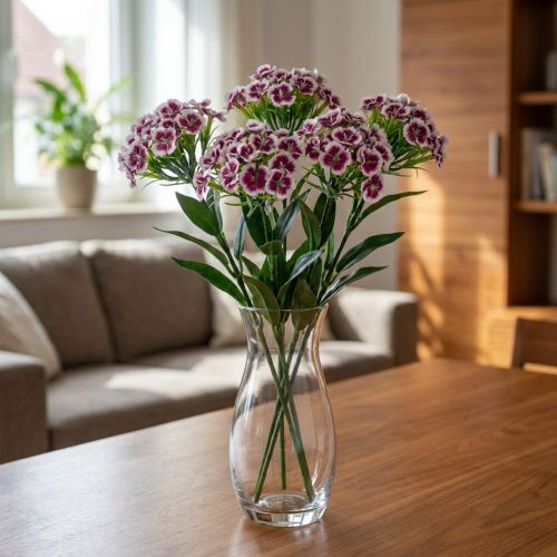 Karafiát vousatý Umělý květ Fialový Bílý Karafiát 52cm | Floristik24.cz