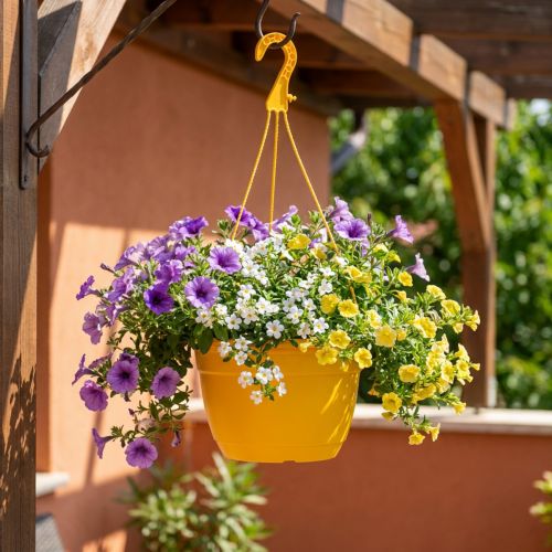Závěsný košík 25cm žlutý | Floristik24.cz