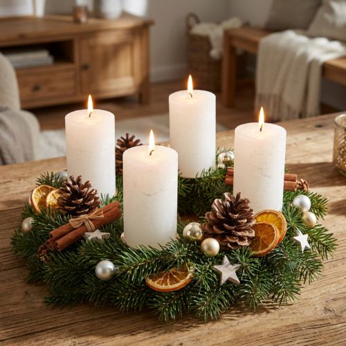 Jednobarevné svíčky, bílé, 70x120 mm, sada 4 kusů, k dekoraci, na svatby a advent | Floristik24.cz