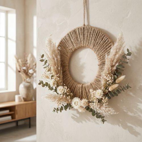 Dekorativní kroužek s jutovým provázkem pro boho dekoraci a kreativní design | Floristik24.cz