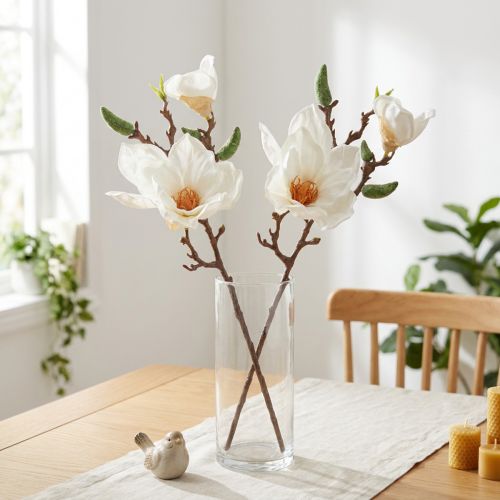 Magnolia White Umělá poupata Dekorace Větev V40cm 2ks | Floristik24.cz