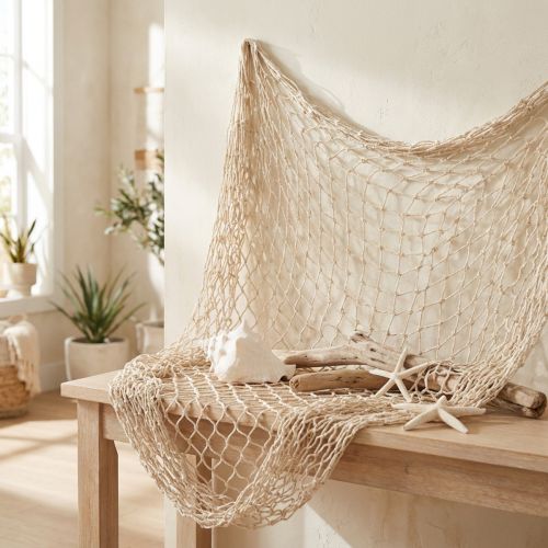 Makramé síť na rybářskou síť, dekorace letní námořnická 85–90x100cm | Floristik24.cz