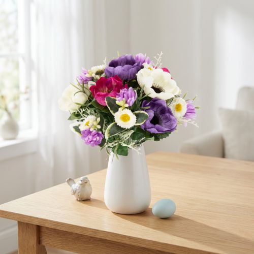 Umělá kytice sasanek, jarní dekorace, všestranná v moderním designu, 26 cm | Floristik24.cz