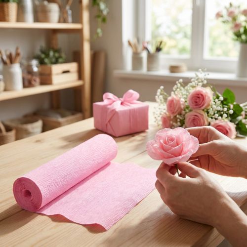 Krepový papír pro květinářství světle růžový 50x250cm | Floristik24.cz