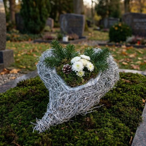 Vinné srdce prané bílé 16cm x 21cm 1ks | Floristik24.cz