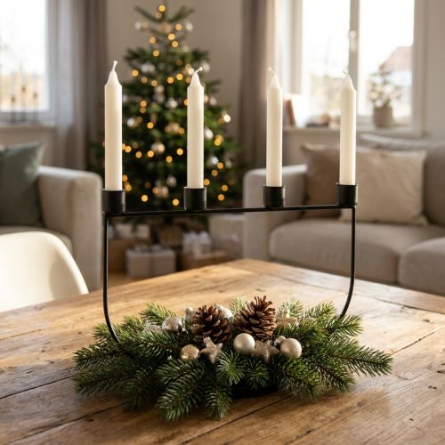Svícen, svícen adventní věnec 27,5cm V18,5cm | Floristik24.cz
