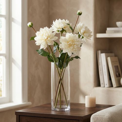 Umělá květina Dahlia White Umělá květina s poupatem V57cm | Floristik24.cz