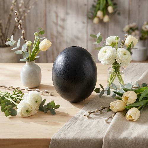 položky Dekorace z pštrosích vajec vyfouknutá Velikonoční dekorace černá Ø12cm V14cm