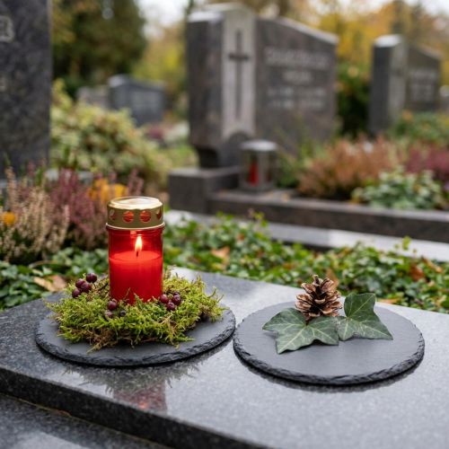 Talíř z přírodní břidlice kulaté podtácky černé Ø10cm 6 ks | Floristik24.cz