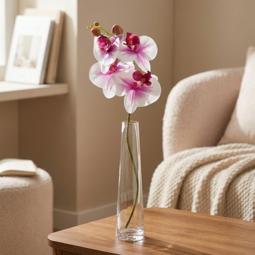 Orchidej umělá Phalaenopsis 4 květy bílá růžová 72cm | Floristik24.cz