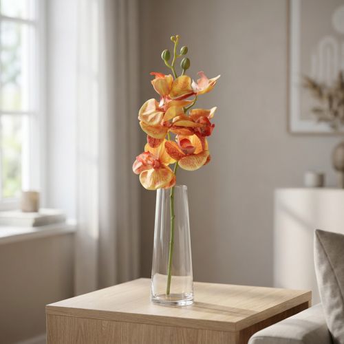 Umělá orchidej Phalaenopsis flambovaná červenožlutá 78cm | Floristik24.cz