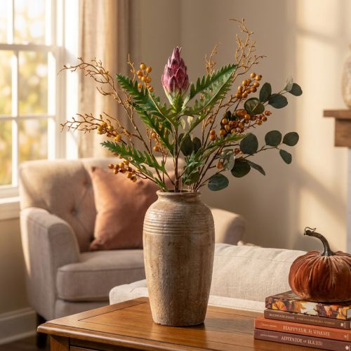 Umělý artyčok Růžový Umělé rostliny Deco podzim V68cm | Floristik24.cz