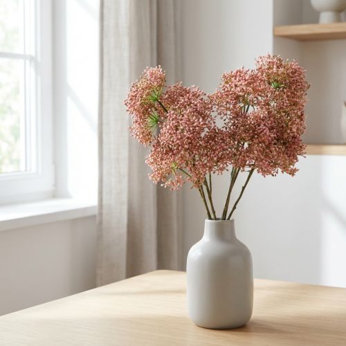 Bezová větev umělý růžový květ 52cm 4ks | Floristik24.cz
