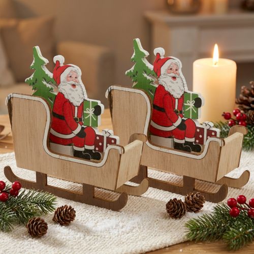 Deco sáňky s Mikulášem vánoční sáňky 10cm 2ks | Floristik24.cz