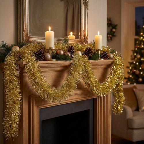 Glamorous Golden Tinsel Garland 270 cm – Ideální pro slavnostní a elegantní dekorace | Floristik24.cz