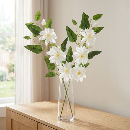 Umělá větvička plaménku s květy pro elegantní a nenáročnou dekoraci, 81 cm, 2 kusy | Floristik24.cz