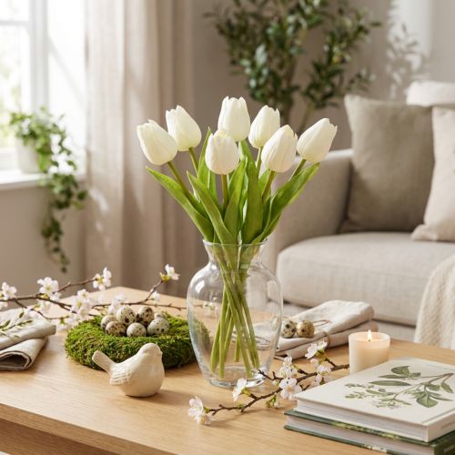 Umělý tulipán, realistická dekorace, odolná umělá květina do domácnosti, 21 cm, 6 kusů | Floristik24.cz