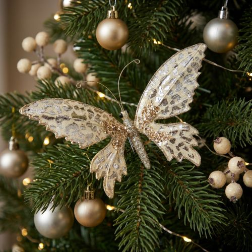 Motýl do svorky, ozdoba na stromeček, adventní, svatební dekorace, ozdobná spona d16cm š13cm | Floristik24.cz