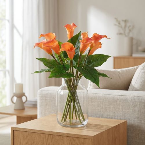 Calla Lily Meruňka Calla umělé květiny Orange Exotic 44cm | Floristik24.cz