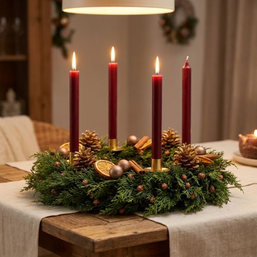 položky Jedlový věnec Thuja s poupaty základní vinný věnec Ø50cm